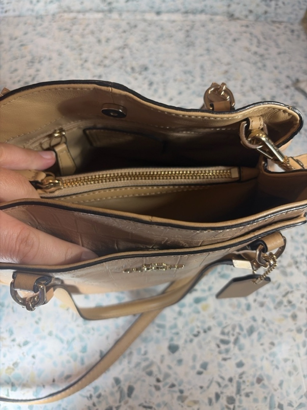 Coach F35231 Beige Croc Embossed Leather Mini Christie Satchel Crossbody - Picture 5 of 9